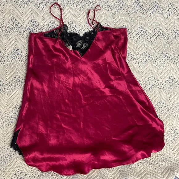Vintage Large Victoria’s Secret Slip Dress Gold Label Coquette Red Black Nighty - Picture 4 of 7